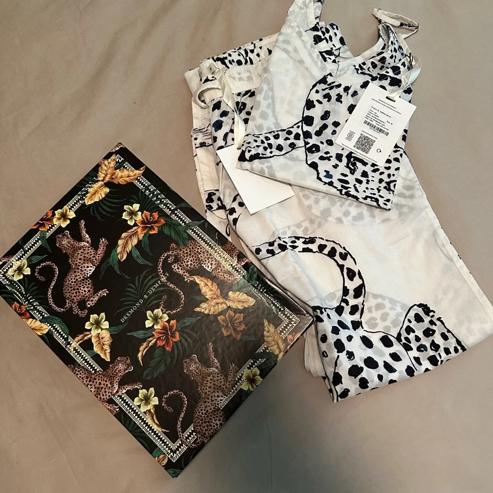 NWT: Women's Leopard Print Pajama Set - White and Black - Picture 5 of 5